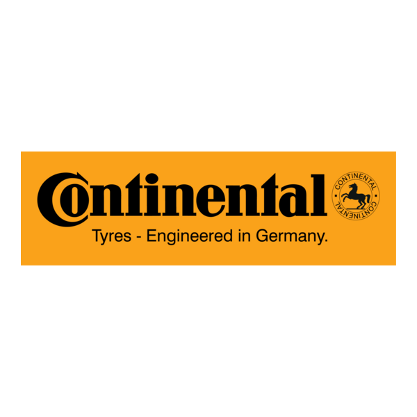 Continental logo featuring the famous rearing horse icon and bold text, synonymous with German-engineered motorcycle tyres.