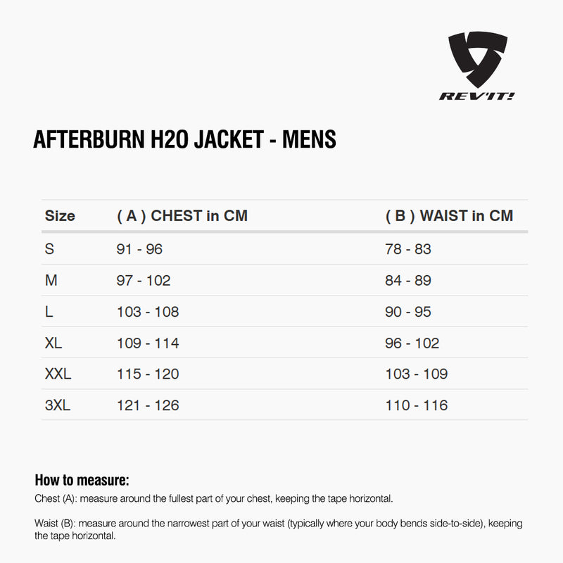 Load image into Gallery viewer, Size chart for REVIT Afterburn Jacket - Mens
