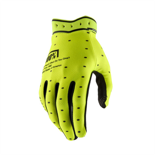 100% [10046-00009] Ridefit Gloves Fluoro Yellow