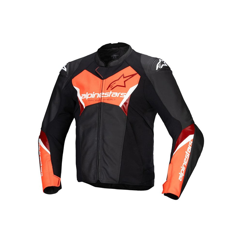 Load image into Gallery viewer, Alpinestars Faster v3 Leather Jacket Black/Red Fluoro
