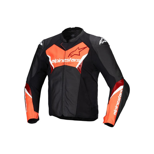 Alpinestars Faster v3 Leather Jacket Black/Red Fluoro