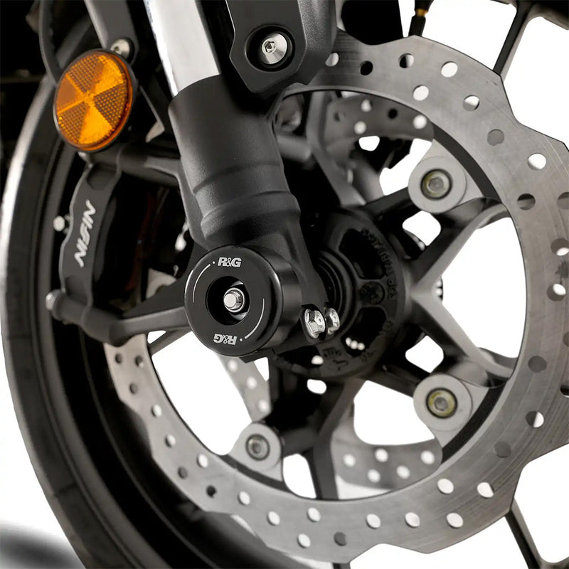 Load image into Gallery viewer, R&amp;G Fork Protectors for Suzuki GSX-8S '23-- GSX-8T 25-- GSX-8TT 25- &amp; V-Strom 800DE 23- Black
