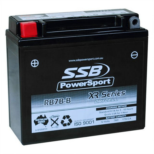 MOTORCYCLE AND POWERSPORTS BATTERY (YB7B-B) AGM 12V 7AH 175CCA BY SSB HIGH PERFORMANCE