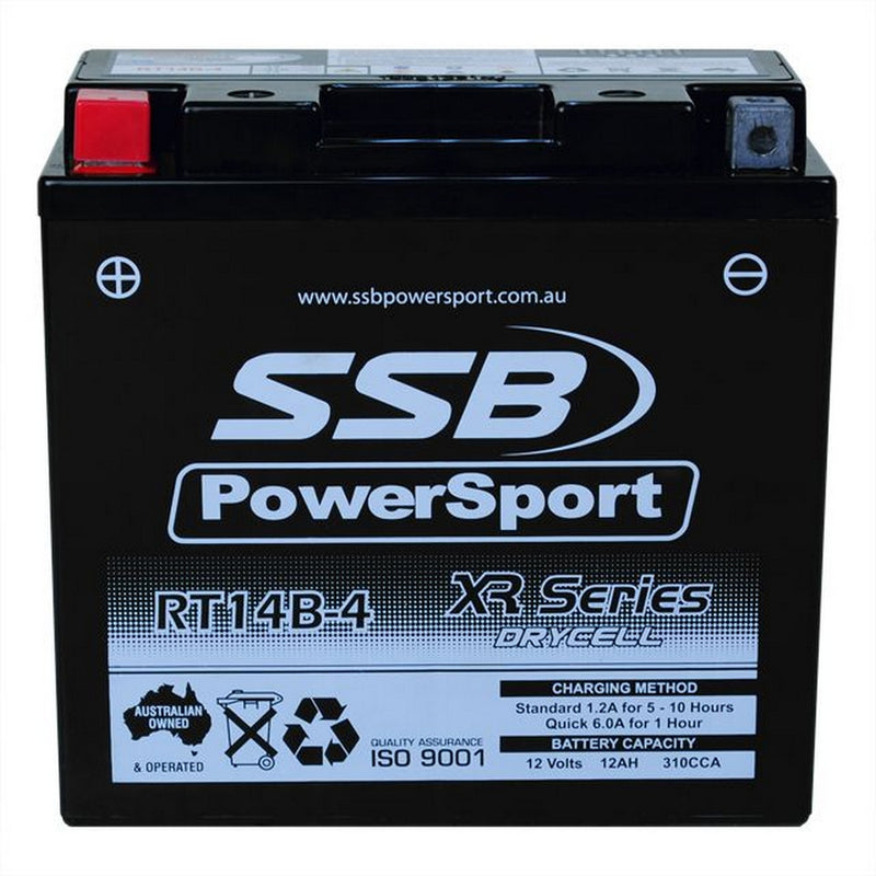 Load image into Gallery viewer, MOTORCYCLE AND POWERSPORTS BATTERY (YT14B-4) AGM 12V 1.2AH 310CCA BY SSB HIGH PERFORMANCE
