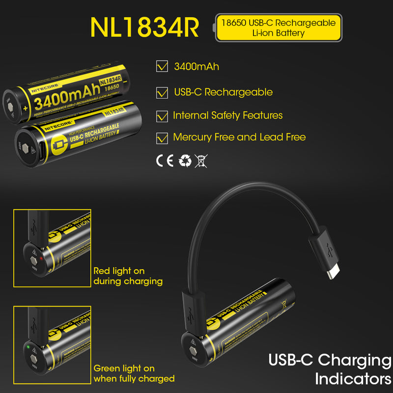 Load image into Gallery viewer, NITECORE 18650 RECHARGEABLE BATTERY 3.7V 3400MAH
