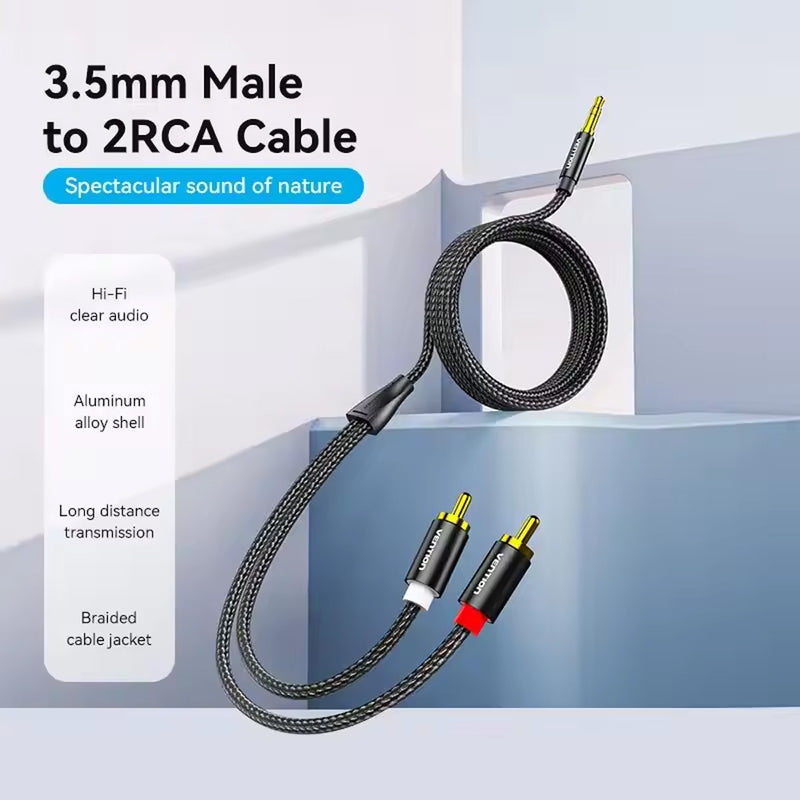 Load image into Gallery viewer, VENTION 2X RCA MALE TO 3.5MM TRS CABLE 3M FOR SKAA AKIKO/RUSH
