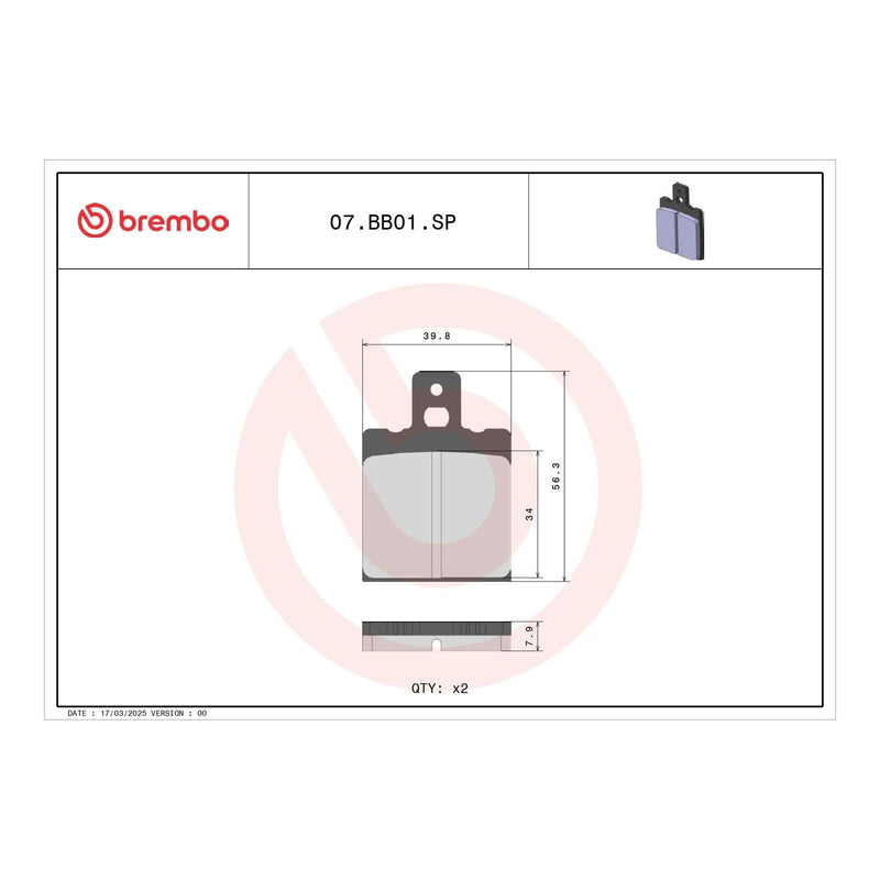 Load image into Gallery viewer, Brembo Prime Sinter Rear Brake Pads 07BB01SP
