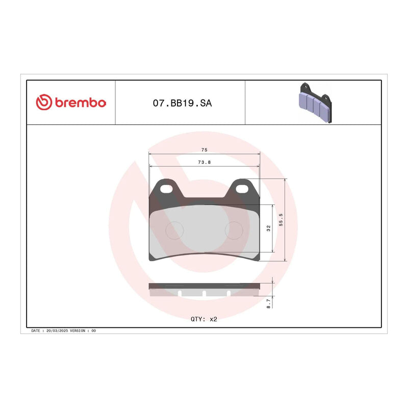 Load image into Gallery viewer, Brembo Prime Sinter Front Brake Pads 07BB19SA
