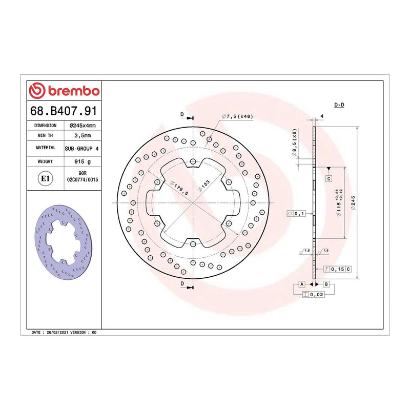 Load image into Gallery viewer, Brembo Prime Serie Oro Rear Brake Disc 68B40791
