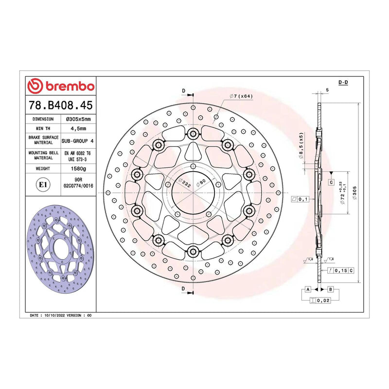 Load image into Gallery viewer, Brembo Prime Serie Oro Front Brake Disc 78B40845
