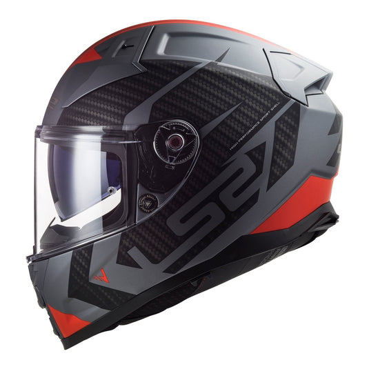 LS2 FF811 Vector II Splitter Helmets - Matte Titanium / Red