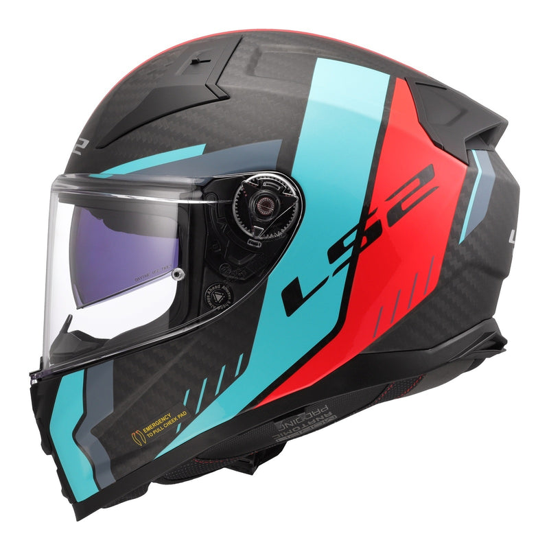 Load image into Gallery viewer, LS2 FF811 Vector II Carbon Grid Helmet - Red / Cyan
