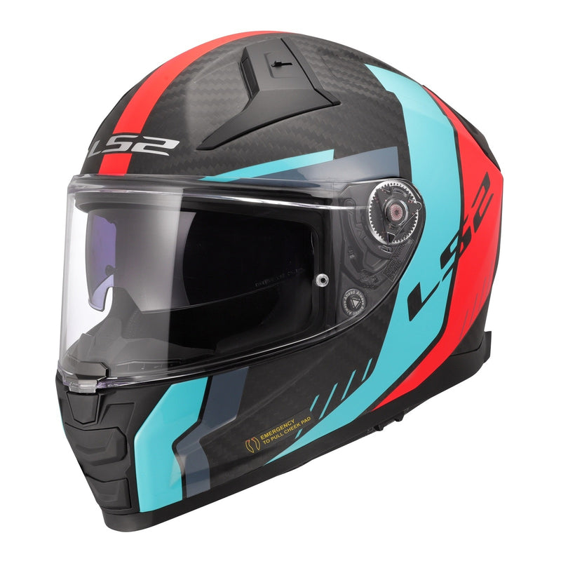 Load image into Gallery viewer, LS2 FF811 Vector II Carbon Grid Helmet - Red / Cyan
