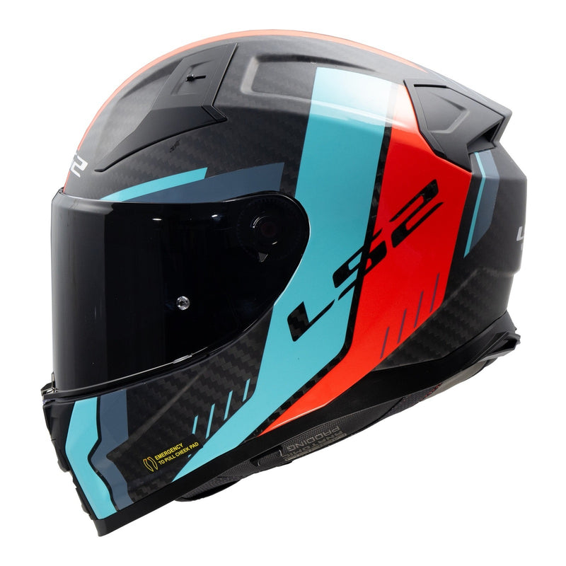 Load image into Gallery viewer, LS2 FF811 Vector II Carbon Grid Helmet - Red / Cyan
