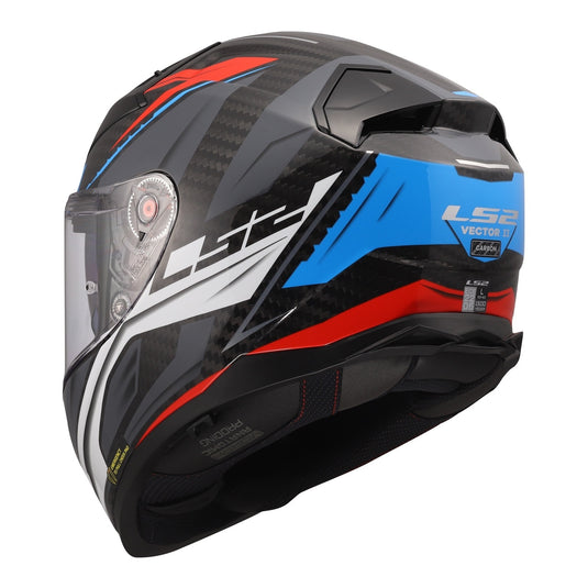 LS2 FF811 Vector II Carbon Savage Helmets - White / Blue / Red