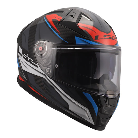 LS2 FF811 Vector II Carbon Savage Helmets - White / Blue / Red