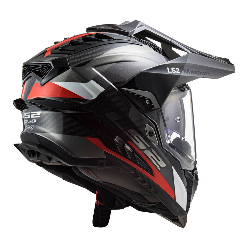 Load image into Gallery viewer, LS2 MX701 Explorer Carbon Frontier Helmet - Titanium / Red
