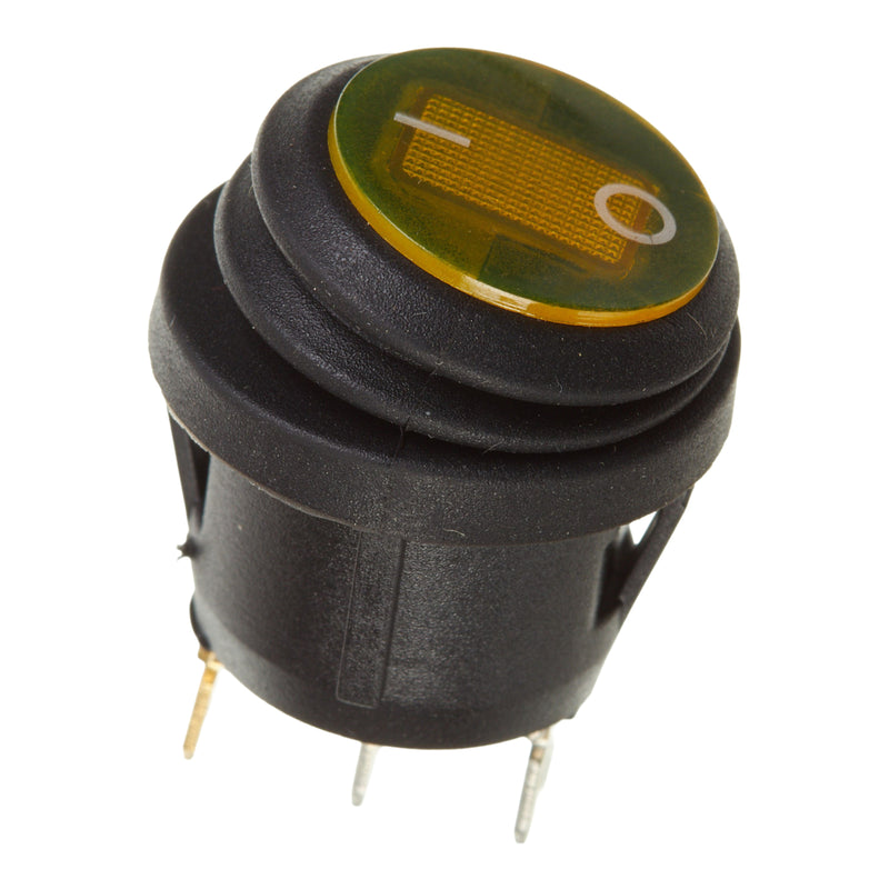 Load image into Gallery viewer, WHITES 12V ROCKER SWITCH ON-OFF YEL WATERPROOF ROUND
