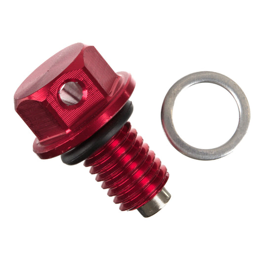 Whites Magnetic Sump Plug M10 x 15 x 1.5 - Red
