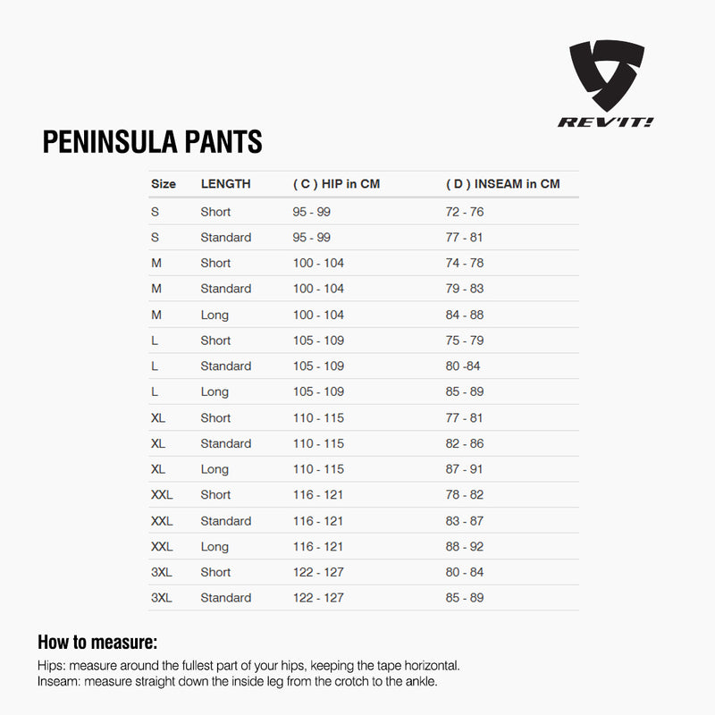 Load image into Gallery viewer, Size chart for REVIT Peninsula Pants
