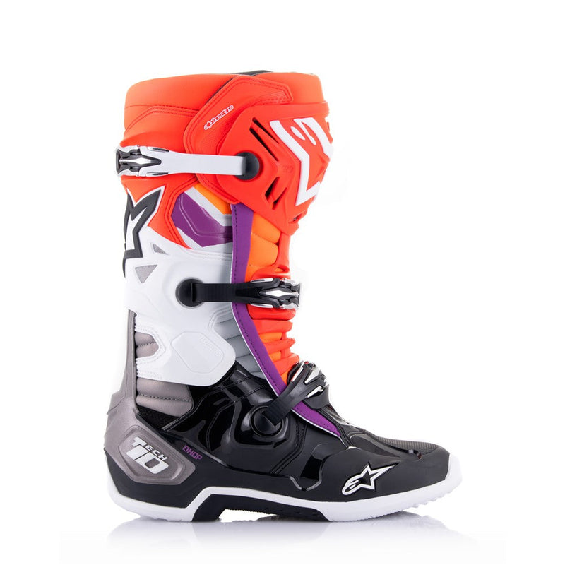 Load image into Gallery viewer, Alpinestars Tech-10 MX Boots Black/Red Fluoro/Orange Fluoro/White
