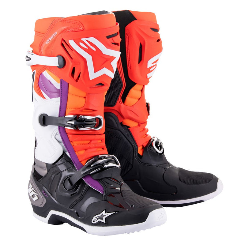 Load image into Gallery viewer, Alpinestars Tech-10 MX Boots Black/Red Fluoro/Orange Fluoro/White
