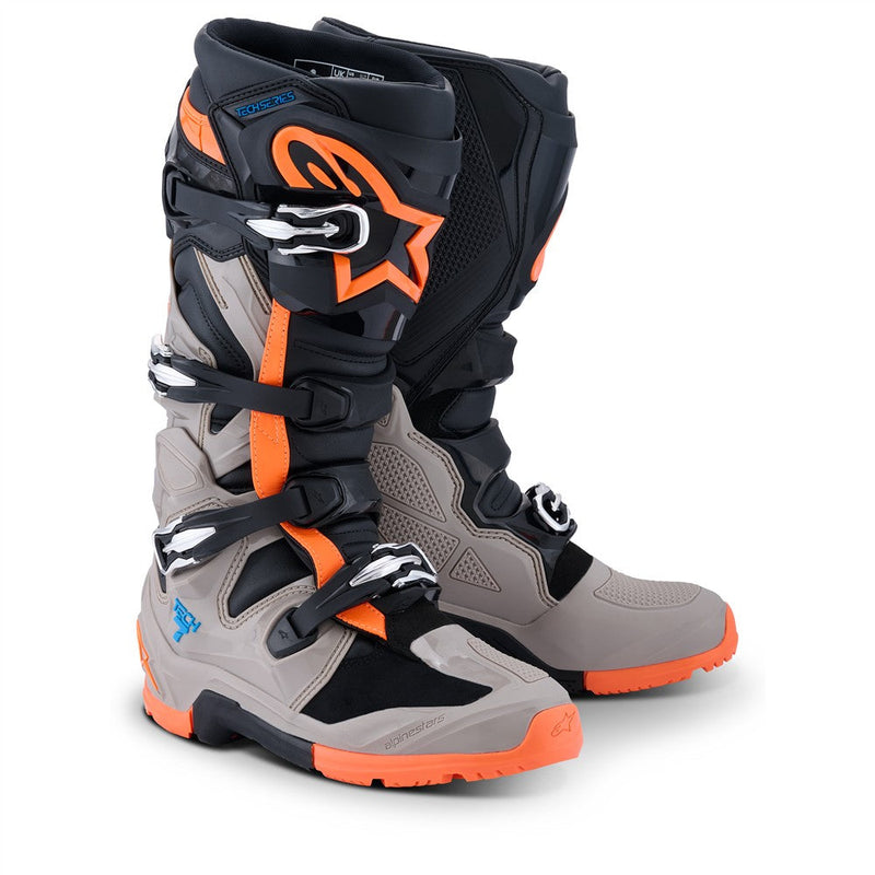 Load image into Gallery viewer, Alpinestars Tech-7 Enduro Boots Black/Warm Gray/Orange Fluoro
