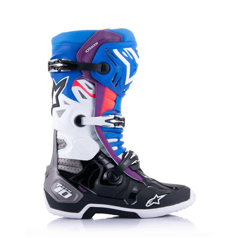 Load image into Gallery viewer, Alpinestars Tech-10 Supervented Boots Black/Enamel Blue/Purple/White
