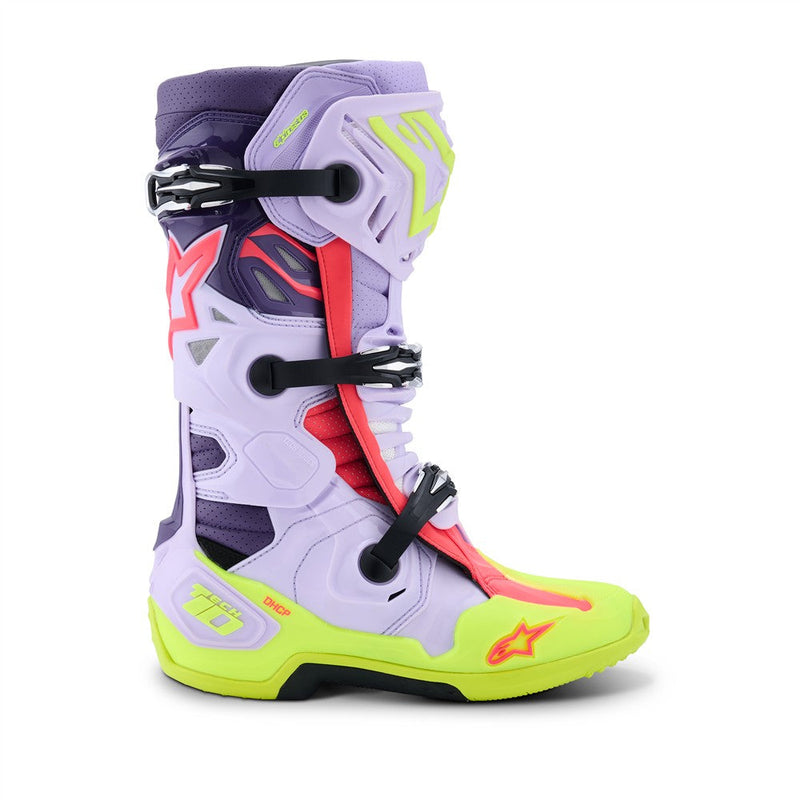 Load image into Gallery viewer, Alpinestars Tech-10 Supervented Boots Purple/Yellow Fluoro/Diva Pink
