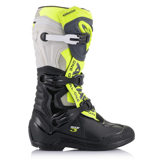 Alpinestars Tech-3 MX Boots Black/Cool Gray/Yellow Fluoro