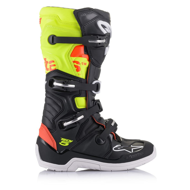 Load image into Gallery viewer, Alpinestars Tech-5 MX Boots Black/Red Fluoro/Yellow Fluoro
