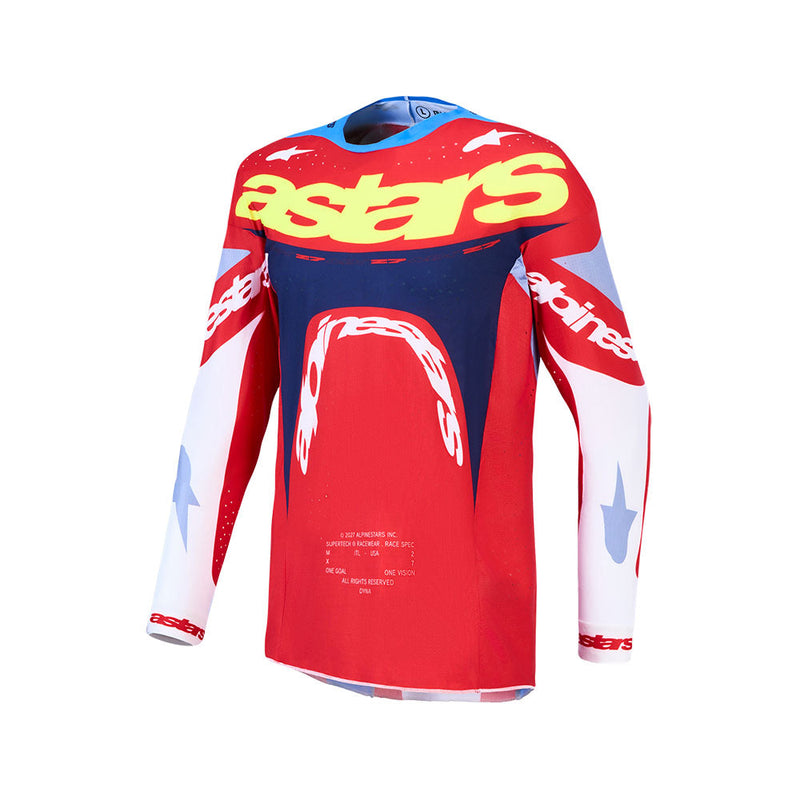 Load image into Gallery viewer, Alpinestars Supertech Dyna Jersey Fire Red/White/Navy/Blue
