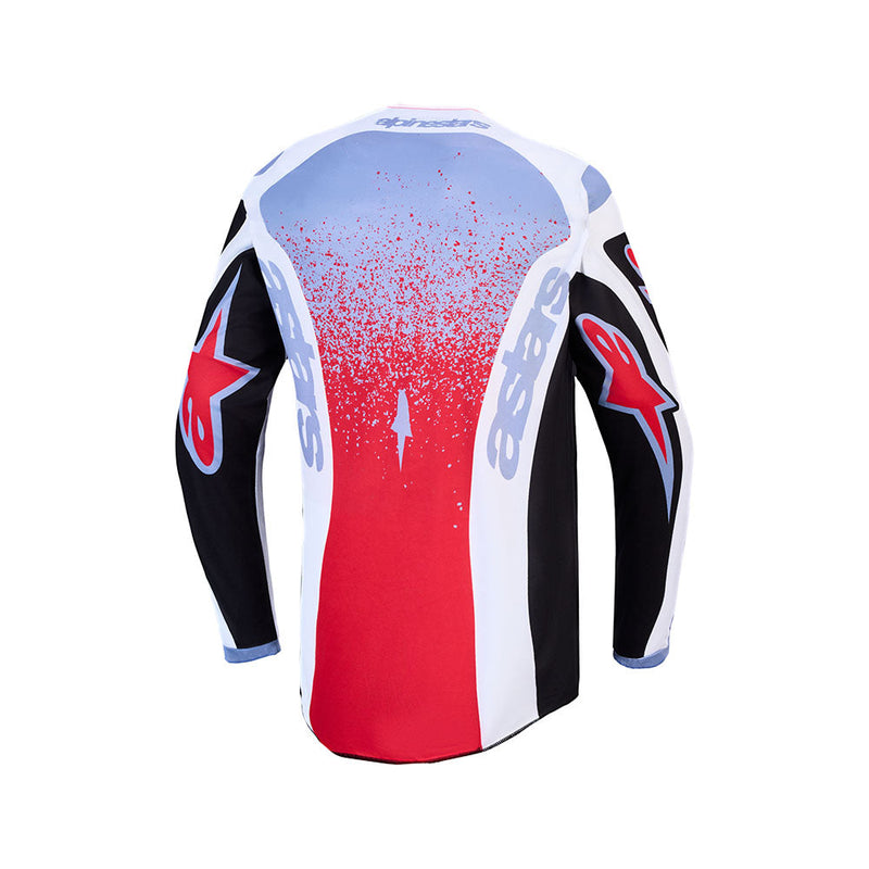 Load image into Gallery viewer, Alpinestars Fluid Drag Jersey Black/White/Light Blue/Red Fluoro
