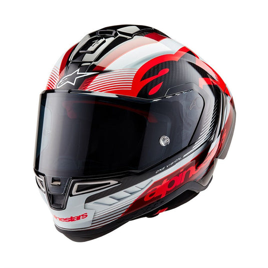 Alpinestars Supertech R10 Helmet Team Black Carbon/Red/White Gloss