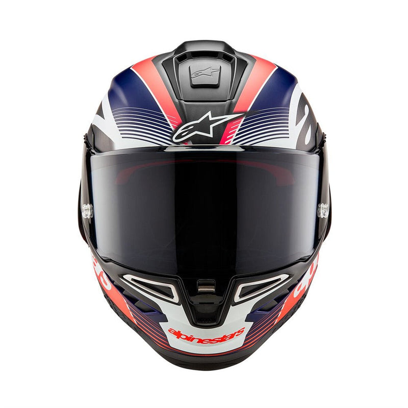Load image into Gallery viewer, Alpinestars Supertech R10 Helmet Team Black Carbon/Red Fluoro/Dark Blue atte
