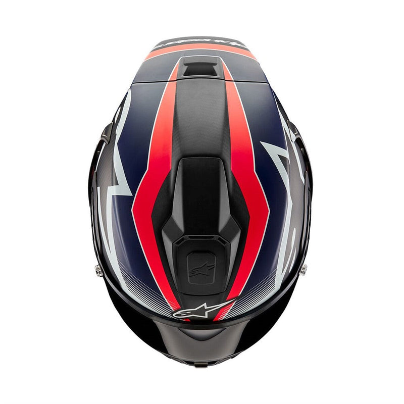 Load image into Gallery viewer, Alpinestars Supertech R10 Helmet Team Black Carbon/Red Fluoro/Dark Blue atte
