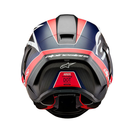 Alpinestars Supertech R10 Helmet Team Black Carbon/Red Fluoro/Dark Blue atte