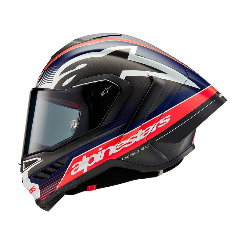 Load image into Gallery viewer, Alpinestars Supertech R10 Helmet Team Black Carbon/Red Fluoro/Dark Blue atte
