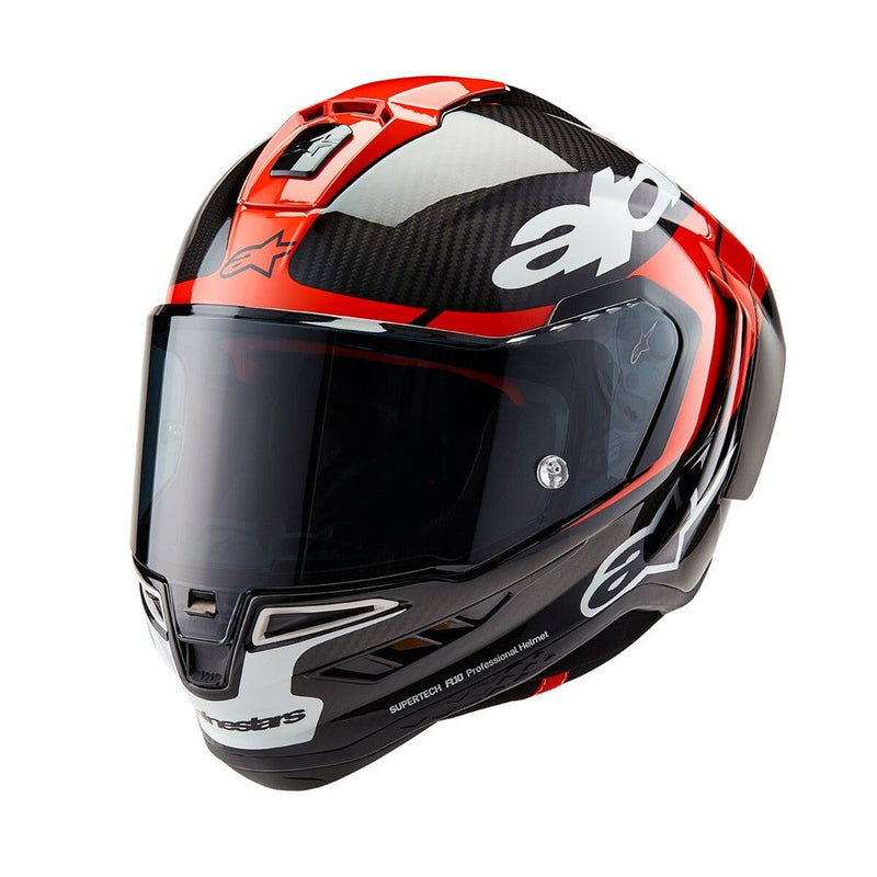 Load image into Gallery viewer, Alpinestars Supertech R10 Helmet Element Black Carbon/Bright Red/White Gloss
