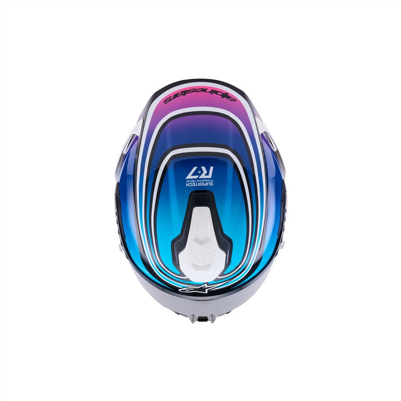 Load image into Gallery viewer, Alpinestars Supertech R7 Helmet Zeal Black/Blue/Pink Fluoro/White Gloss
