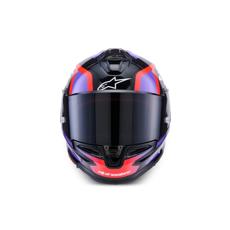 Load image into Gallery viewer, Alpinestars Supertech R7 Helmet Lumen Black/Purple/Red Fluoro/White Gloss
