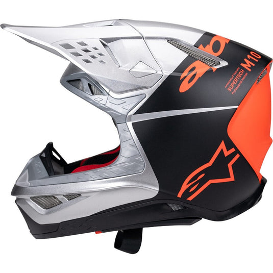 Alpinestars Supertech S-M10 Helmet Flood Silver/Black/Orange Fluoro Matte/Gloss