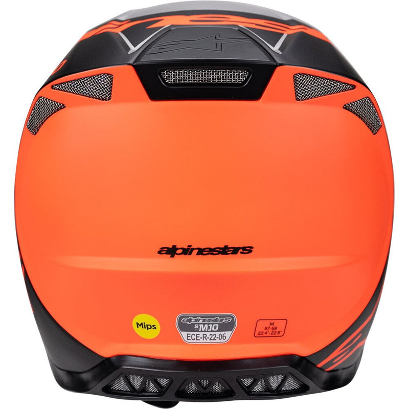 Load image into Gallery viewer, Alpinestars Supertech S-M10 Helmet Flood Silver/Black/Orange Fluoro Matte/Gloss
