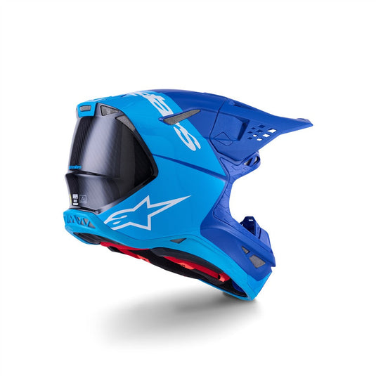 Alpinestars Supertech S-M10 Flood Helmet Metallic Blue/Medium Blue/Black Carbon Matte/Gloss