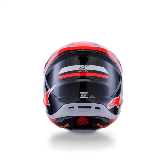 Alpinestars S-M7 Rise Helmet Black/Silver/Red Fluoro Gloss