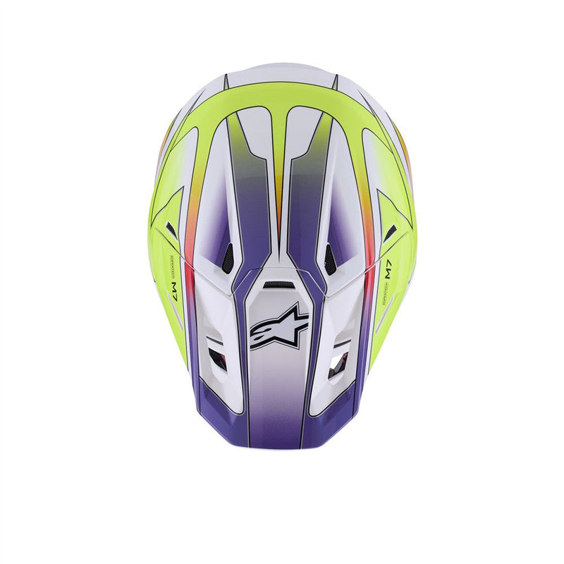 Load image into Gallery viewer, Alpinestars S-M7 Fuse Helmet White/Yellow Fluoro/Purple Gloss
