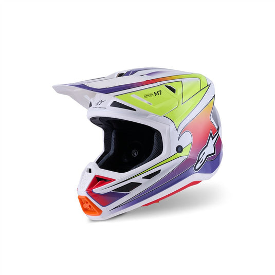 Alpinestars S-M7 Fuse Helmet White/Yellow Fluoro/Purple Gloss