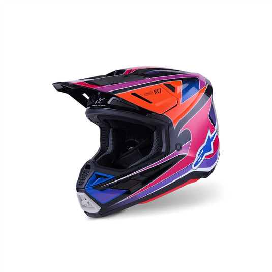 Alpinestars S-M7 Fuse Helmet Blue/Purple/Pink Gloss