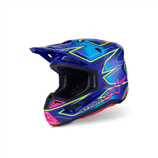 Alpinestars S-M7 Cast Helmet Blue/Pink/Yellow Fluoro Gloss