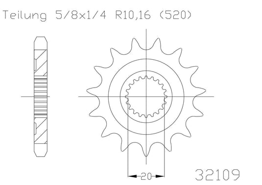 SPROCKET FRONT MOTO MASTER STEEL 14T GAS GAS YAMAHA